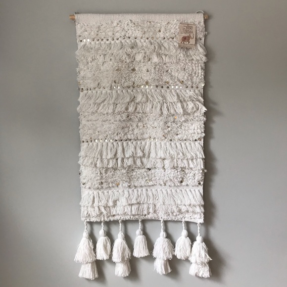 Other - Boho Large Cotton Macrame with Gold Sequins